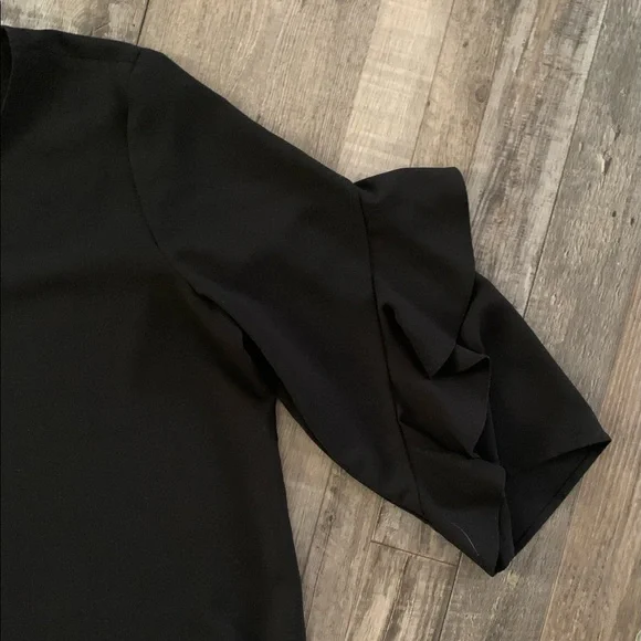 Black 3/4 Ruffled Sleeve Blouse - Picture 5 of 5